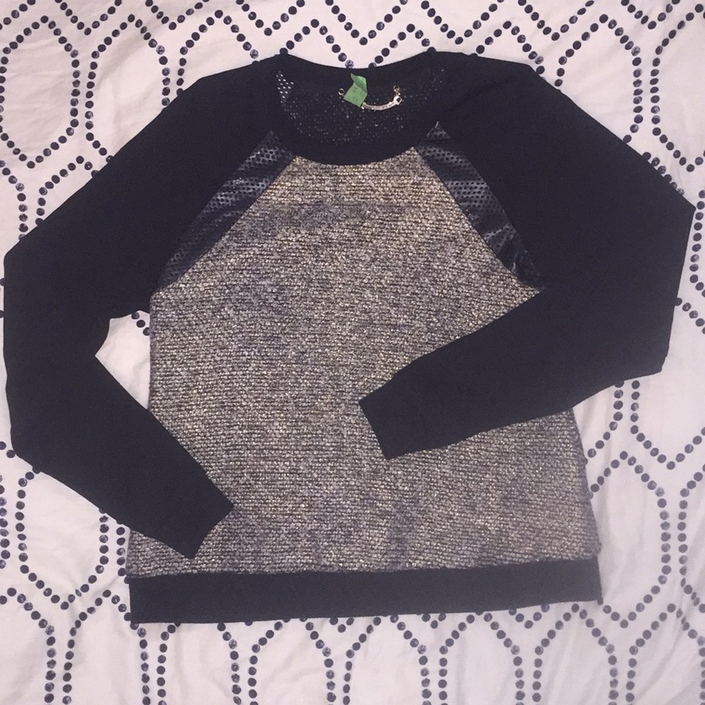 EUC Whitney Eve mixed material top.